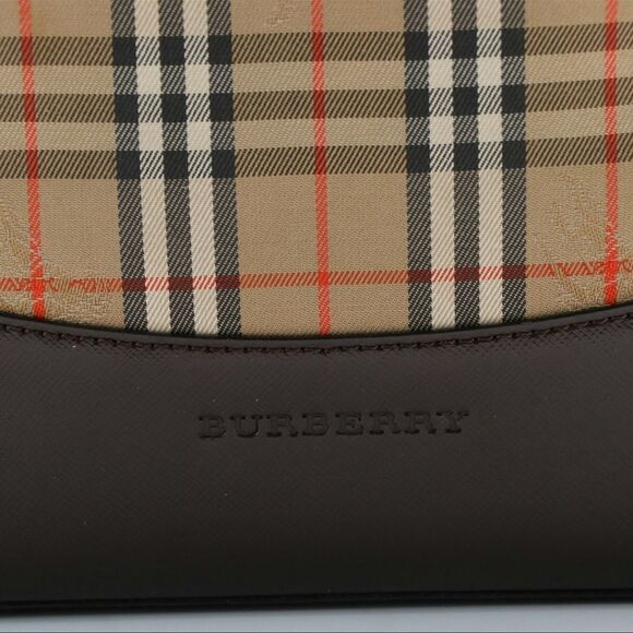 BURBERRY Horsefeather Leather Trimmed Tote. P12 - Picture 3 of 8